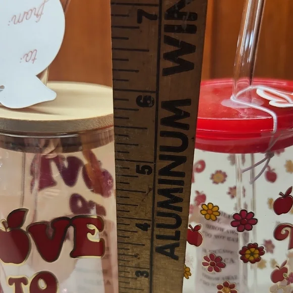 Sheffield Home Teacher-Themed Glass Jars with Straws - Red and Yellow - Picture 6 of 6